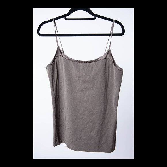 Banana Republic Womens Gray Brown Satin Trim Cami Tank Top XL - Picture 1 of 3